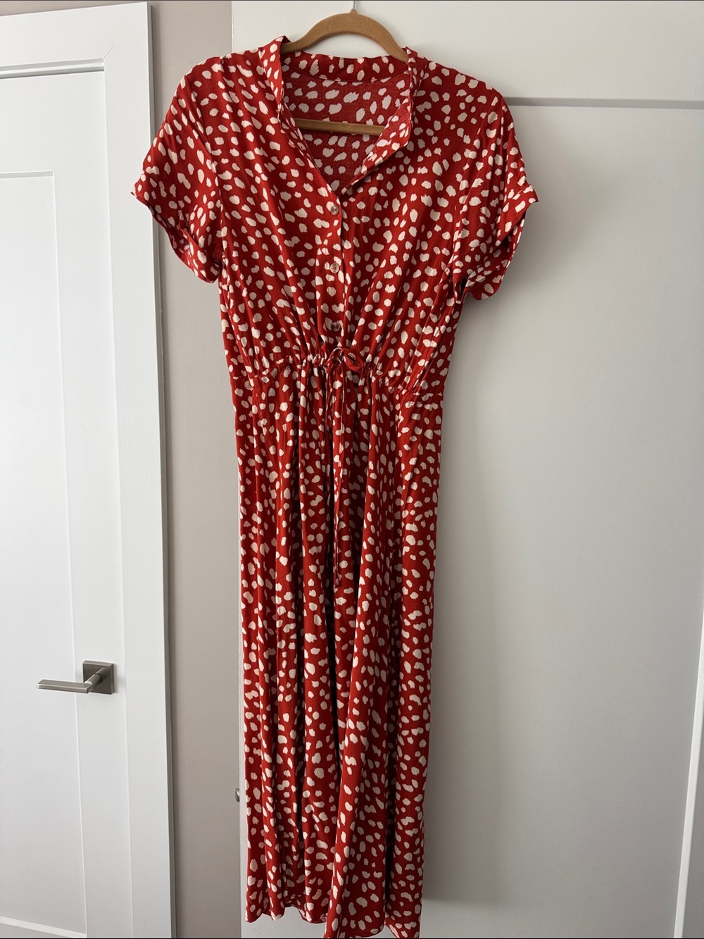 Dark orange /copper Printed Maxi Dress with Tie Waist